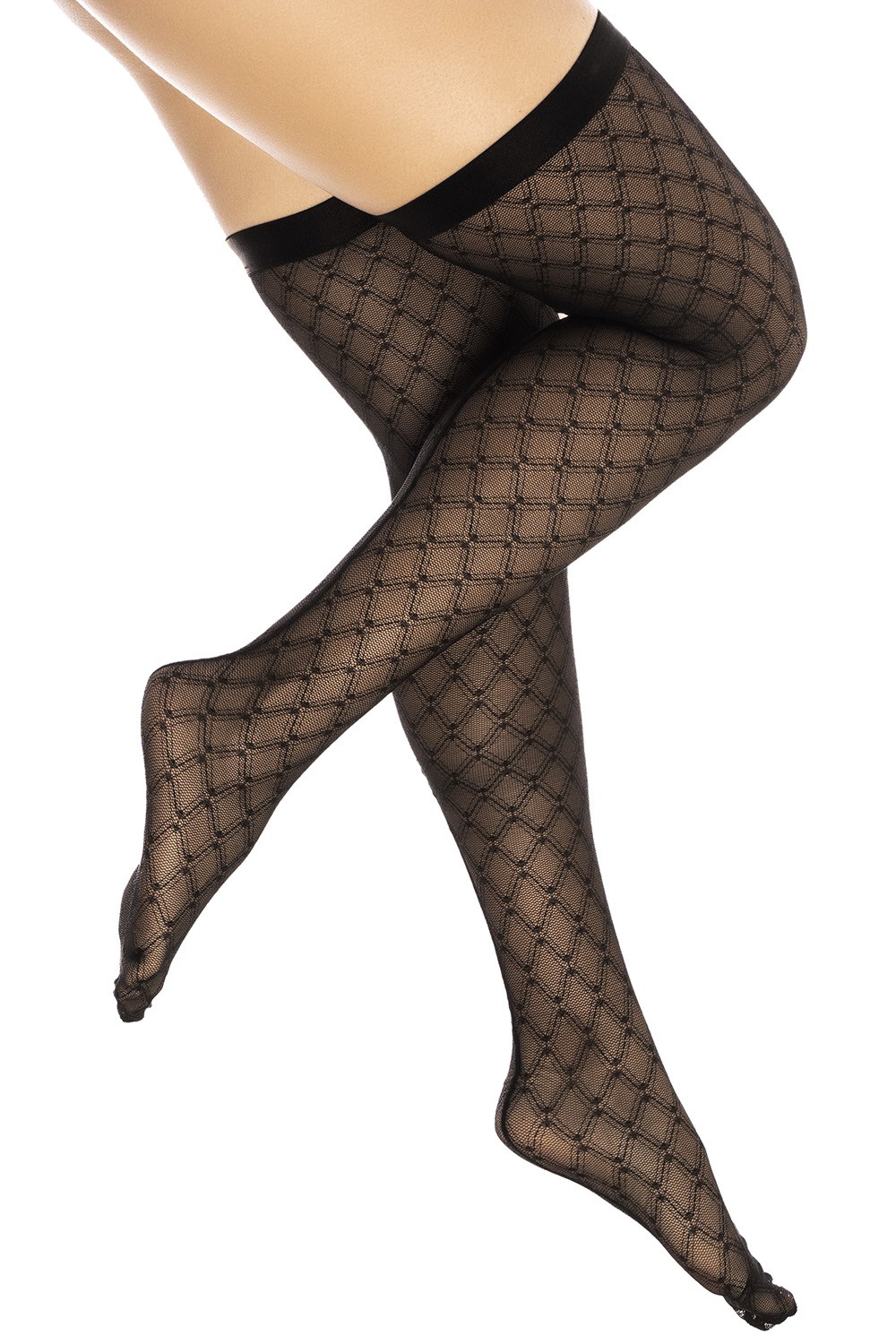 Zwarte transparante netpanty met print - MAL1112BLK