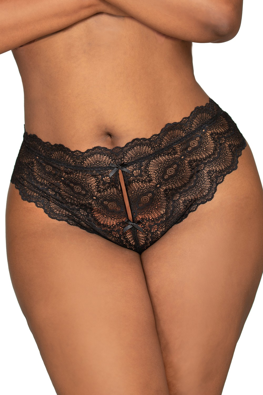 Zwarte open string met open kruis in grote maat - DG1468XBLK