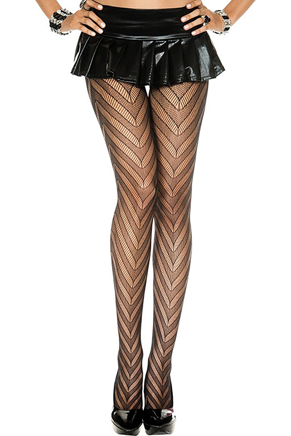 Zwarte netpanty met zigzagontwerp - MH5099BLK
