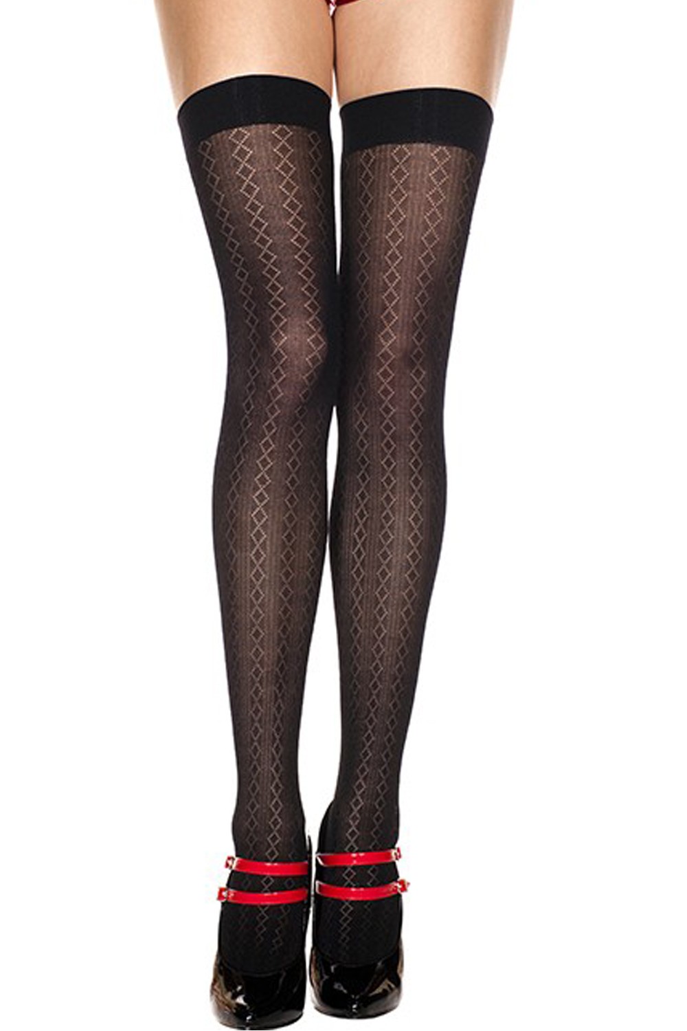 Sexy zwarte kousen met geometrische patronen - MH4206BLK