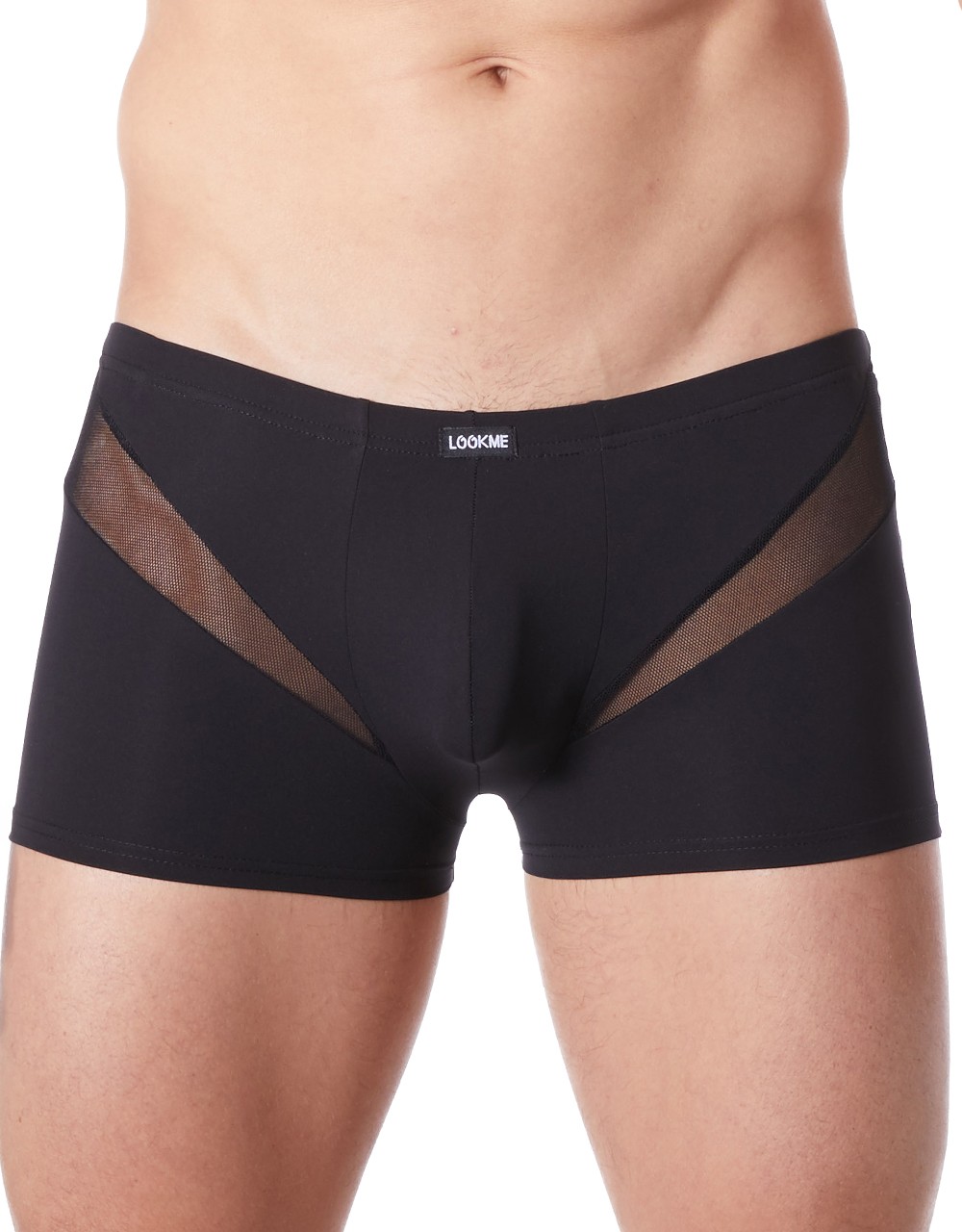 Sexy zwarte boxer met fijn V-gaas - LM805-67BLK