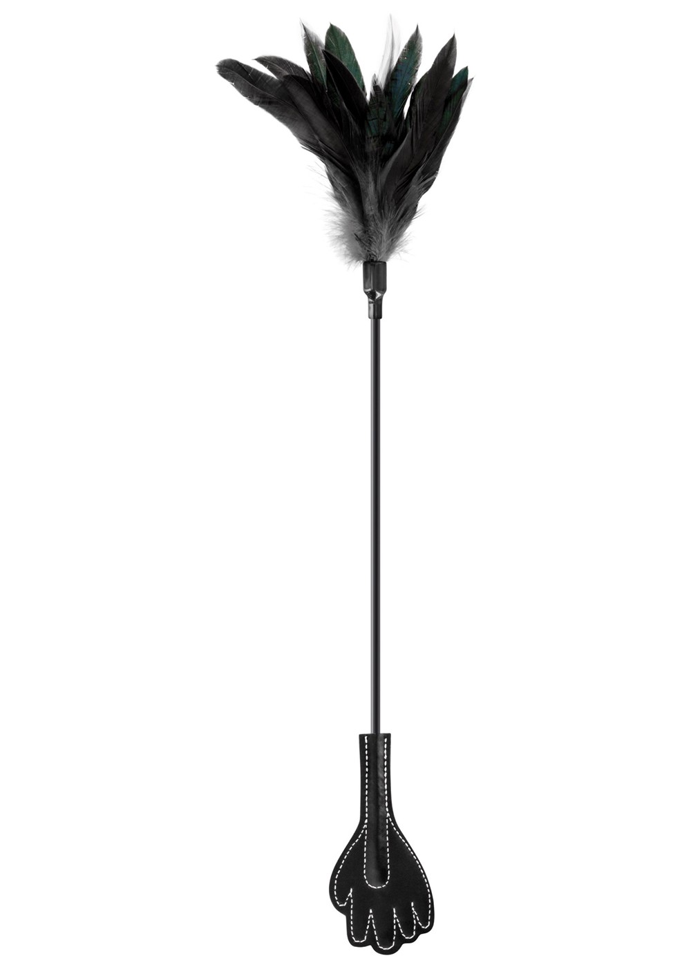 Zwarte handzweep bdsm met zwarte veren - CC570075