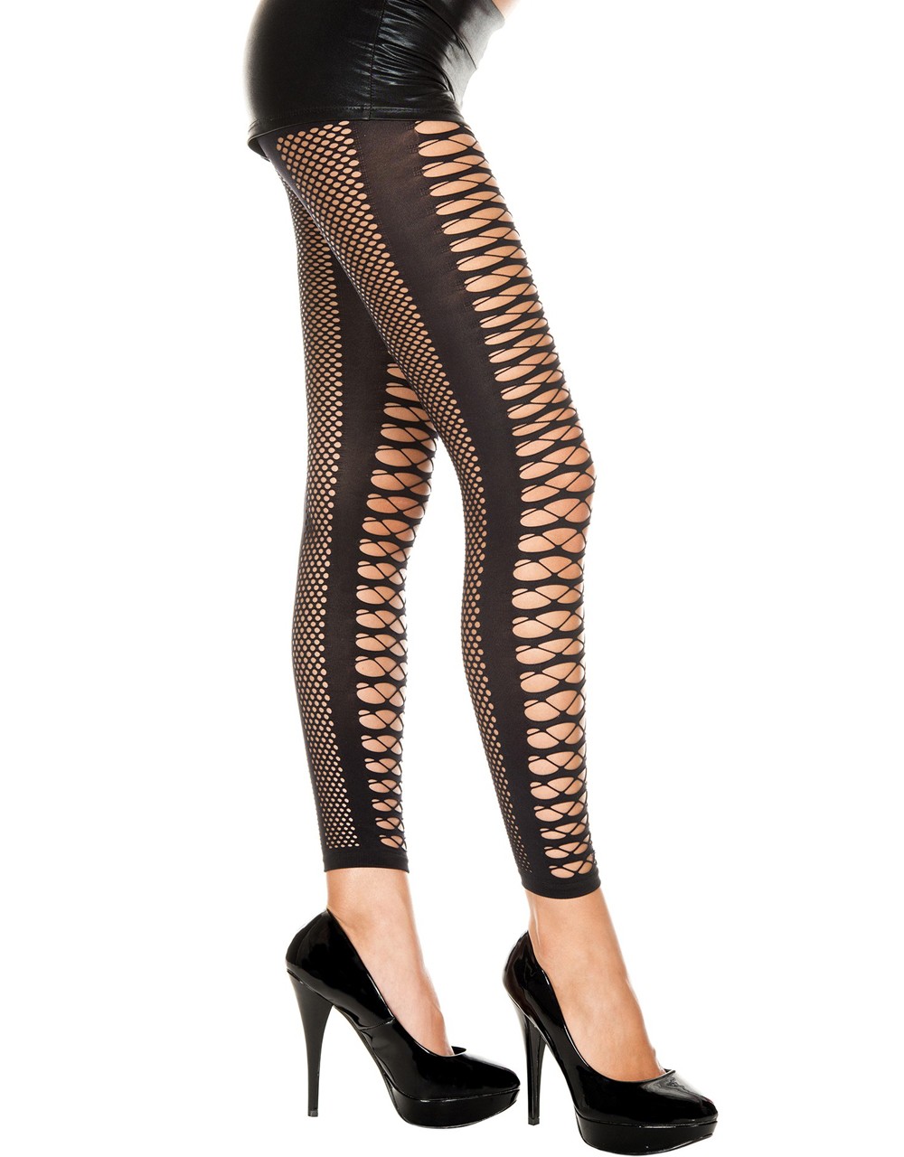 Sexy zwarte leggings met bandjes - MH35002BLK