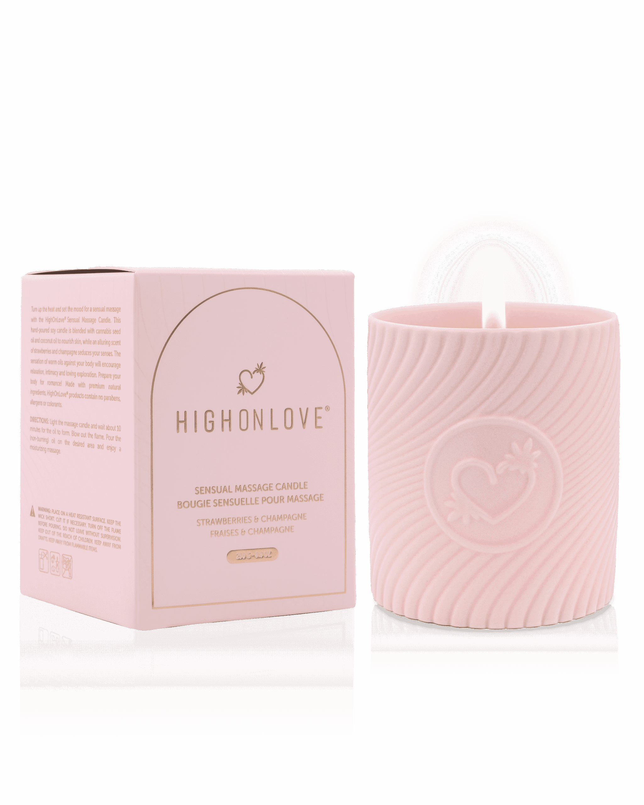 Massagekaars Roos 220 ml - Aardbeien en champagne