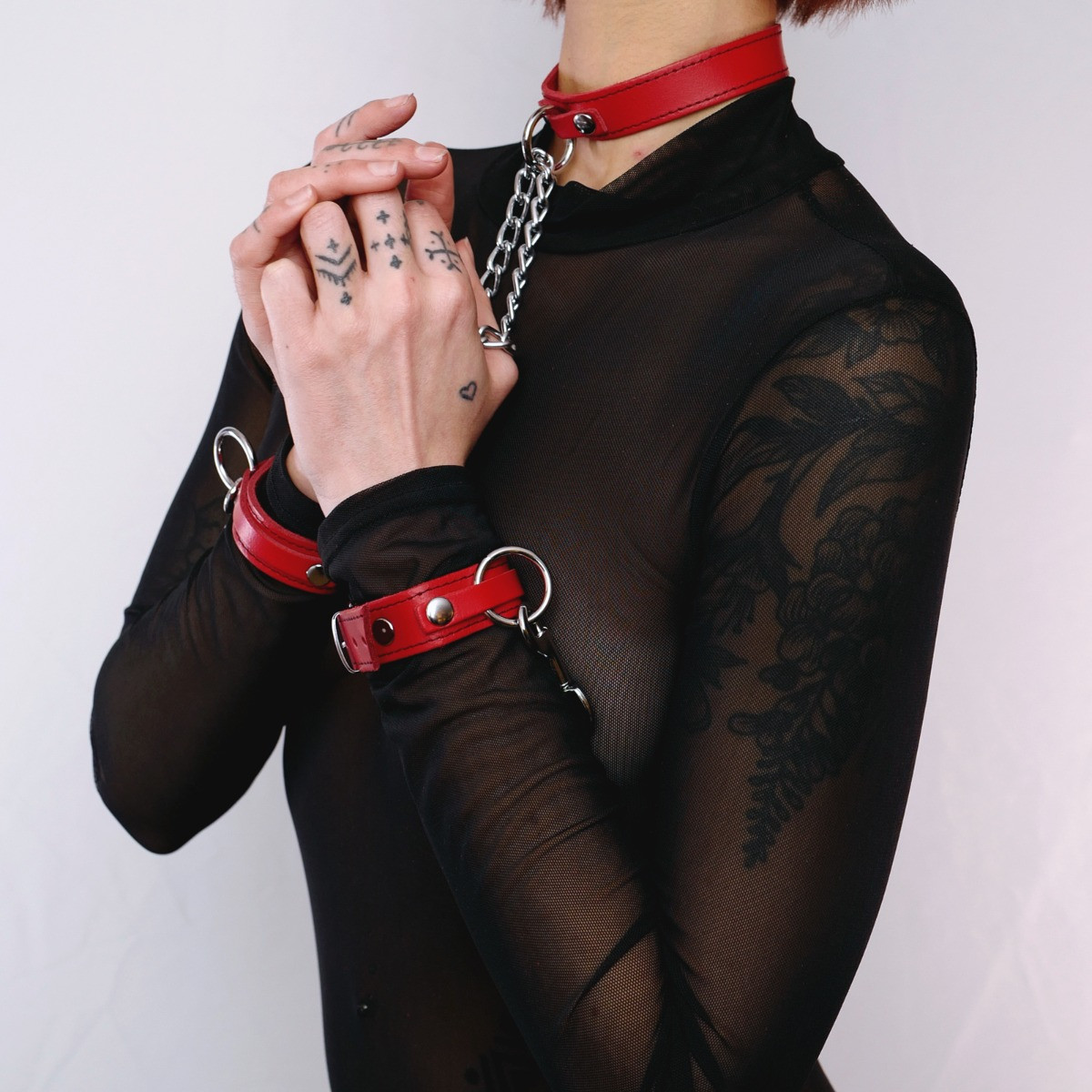 Halsband + handboeien Rood