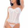 Wit 4-delig setje, bustier, string en 2 jarretels - MAL8933WHT