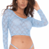 Tweedelige set van pastelblauw kant, crop top en string - MAL8918LBLU