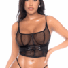 Top in korsetstijl en zwarte string - MAL2795BLK