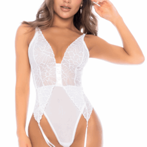 Witte body met geïntegreerde jarretelles - MAL8934WHT