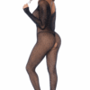 Zwarte netstof bodysuit versierd met strass - MAL1131BKRH