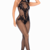 Zwarte netstof bodysuit - MAL1116BLK