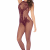 Kersenrode netstof bodysuit - MAL1116CHRY