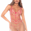 Geborduurde netstof babydoll met string - MAL7604ROWP