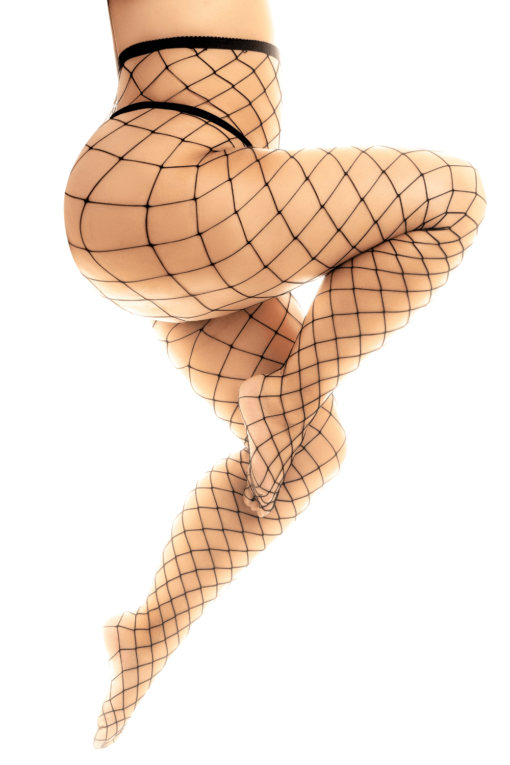 Grote maat zwarte netpanty - MAL1106XBLK - Afbeelding 3