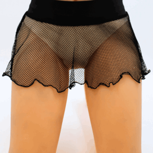Zwarte mini rok in transparant grof net Sofia - LSN4