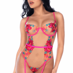 Body in Geborduurd Bloementule - MAL8928GAR
