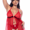 Sexy kerstvrouw kostuum grote maat met babydoll en string - MAL60038XCOS