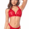 Sexy 2-delige set van romantisch kant met bijpassende top en string - MAL8971RED