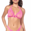 Sexy 2-delige roze set van delicate kant met bijpassende top en string - MAL8971PINK