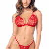 Sexy 2-delige set van gehaakt breiwerk met verstelbare top en string - MAL8966RED