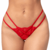 Rode kanten string met bandjes en ring - MAL130RED