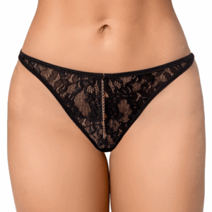 Zwarte sexy kanten string met kettingen - MAL133BLK