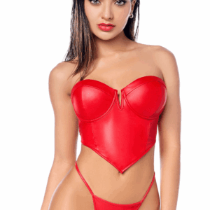 2-delige set van glad rood imitatieleer - MAL2809RED