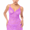 Paarse stretch kanten babydoll en string - MAL7613WORC