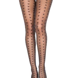 Zwarte fantasiepanty met meerdere kleine hartjes - MH7162BLK