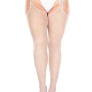 Witte netpanty grote maat met jarretellegordeleffect - MH903XWHT