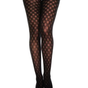 Halfdoorzichtige zwarte panty met kleine ruitjes - MH7091BLK