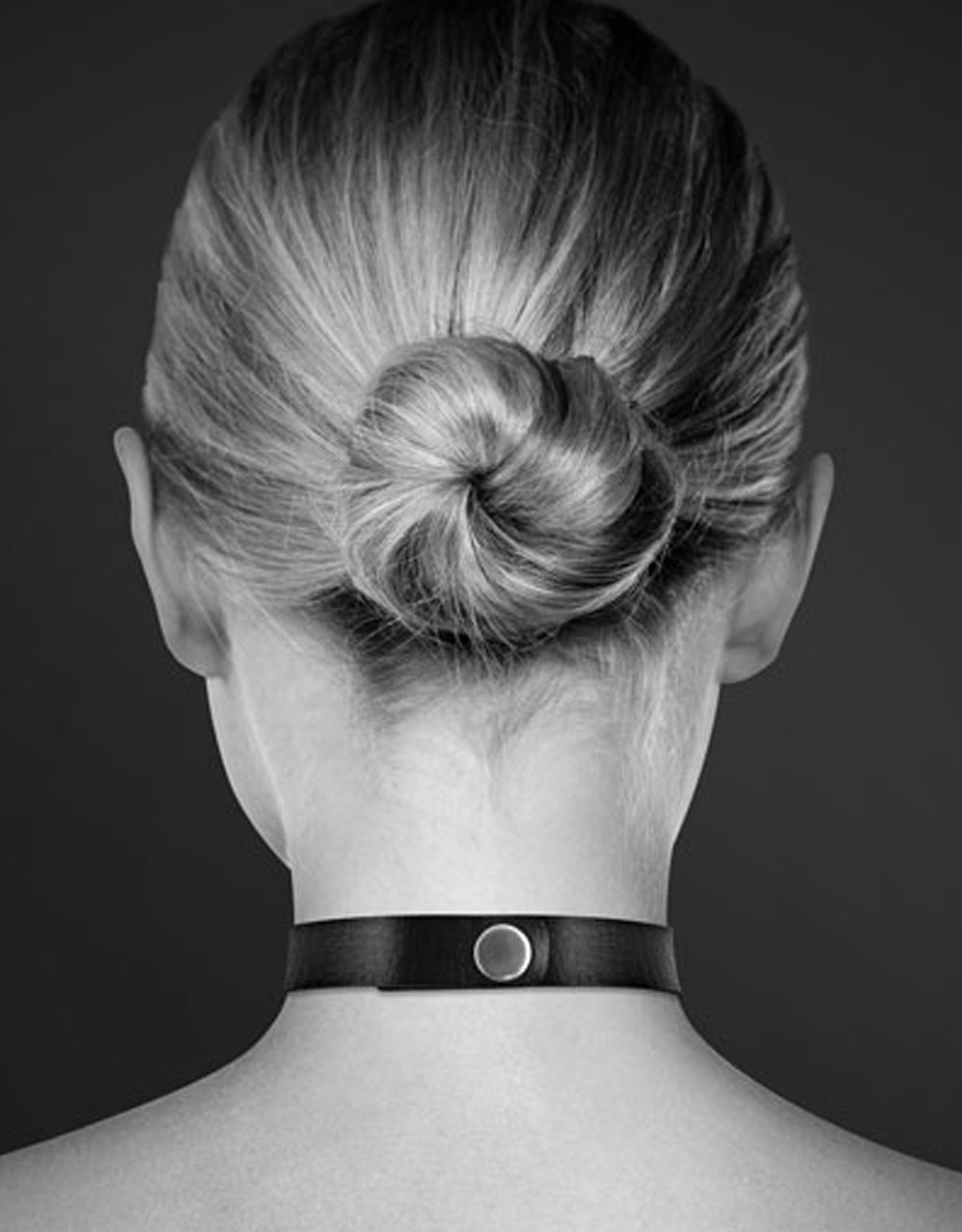 Zwart leren SM-halsband met dubbele zilverkleurige metalen ring voor riem - CC6060030010 - Afbeelding 3
