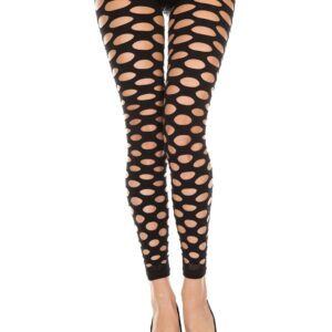 Sexy zwarte legging met opengewerkt gescheurd effect - MH35158BLK