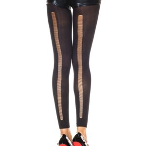 Zwarte modieuze legging met fijne opengewerkte achterkant - MH35241BLK