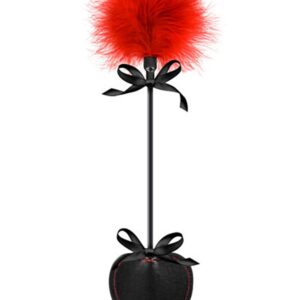 Zwarte hartzweep bdsm met rode plumeau - CC570073