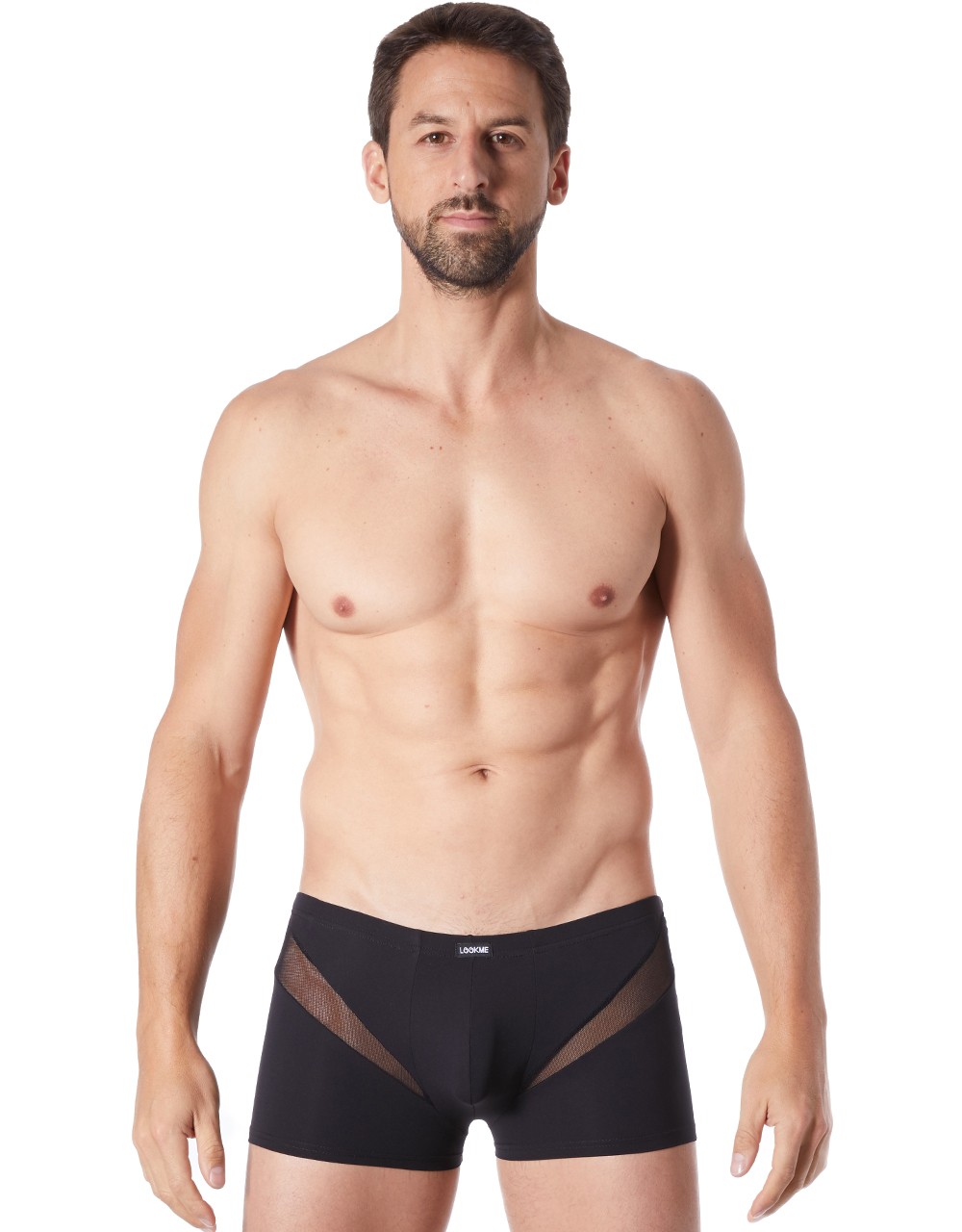 Sexy zwarte boxer met fijn V-gaas - LM805-67BLK - Afbeelding 4