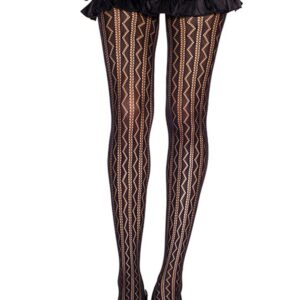 Fantasie nylon panty zwart half-seizoen geometrisch opengewerkt - MH5041BLK