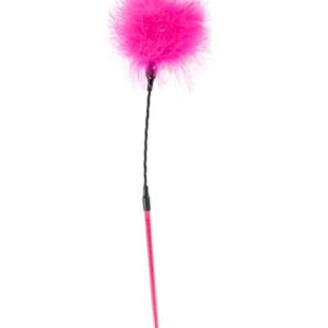 Roze pompon zweep met kleine veren - CC570079