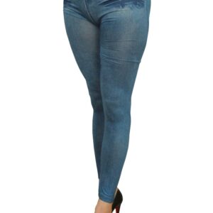 Blauwe legging met versleten jeanslook - FD1014