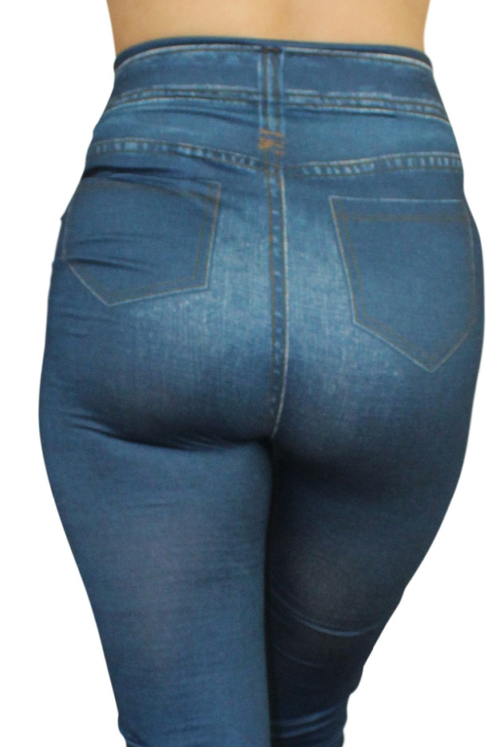 Nieuwe blauwe legging in jeansstijl - FD1012 - Afbeelding 4