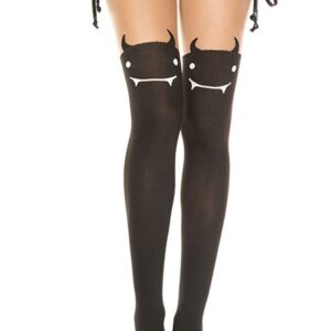 Halfdoorzichtige panty met fantasieduivelhoofd - MH7167BBE
