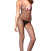 Zwarte netstof bodystocking met roze satijnen strik en open kruis - ML1622BKP