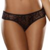 Zwarte open string van kant met strik op de billen - DG1300BLK