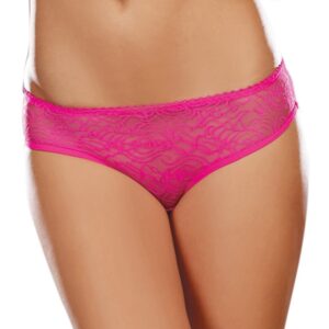 Roze open string van kant met strikje op de billen - DG1300HPK
