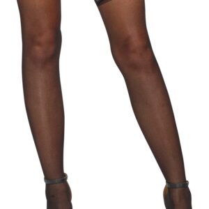 Zwarte nylon zelfklevende kousen met kanten jarretelles - DG0005BLK