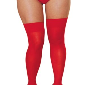 Rode nylon kousen met naden in grote maat voor jarretels - DG0007XRED