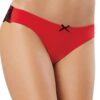 Rode effen string en zwarte kant - DG1380RED