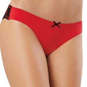 Rode effen string en zwarte kant - DG1380RED
