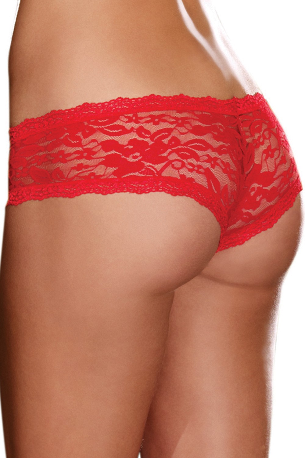 Sexy rode lage taille kanten shorty - DG1375RED - Afbeelding 2
