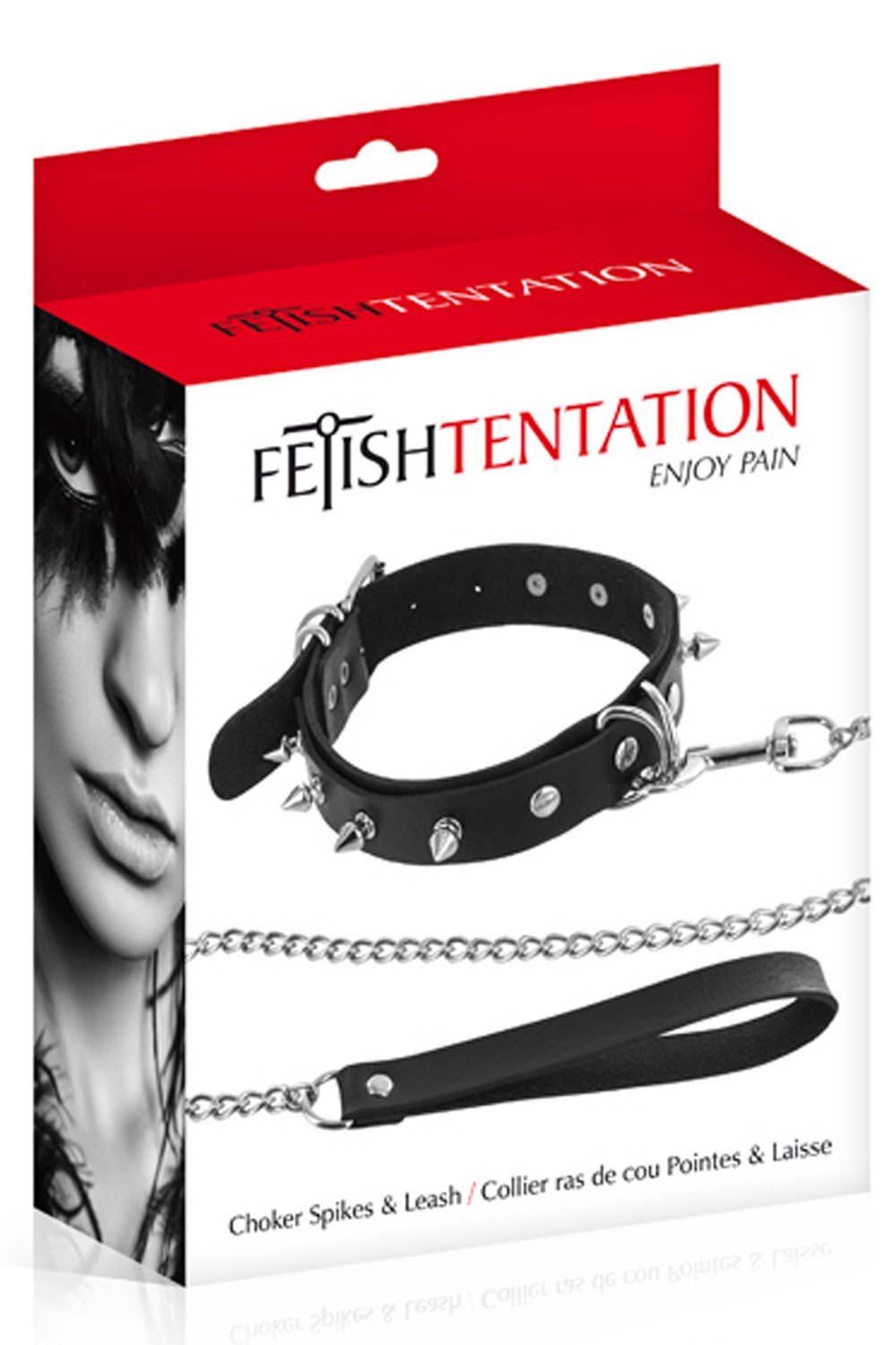 Fetisjistische halsband met ringen, punten en metalen riem - CC6060150010 - Afbeelding 2